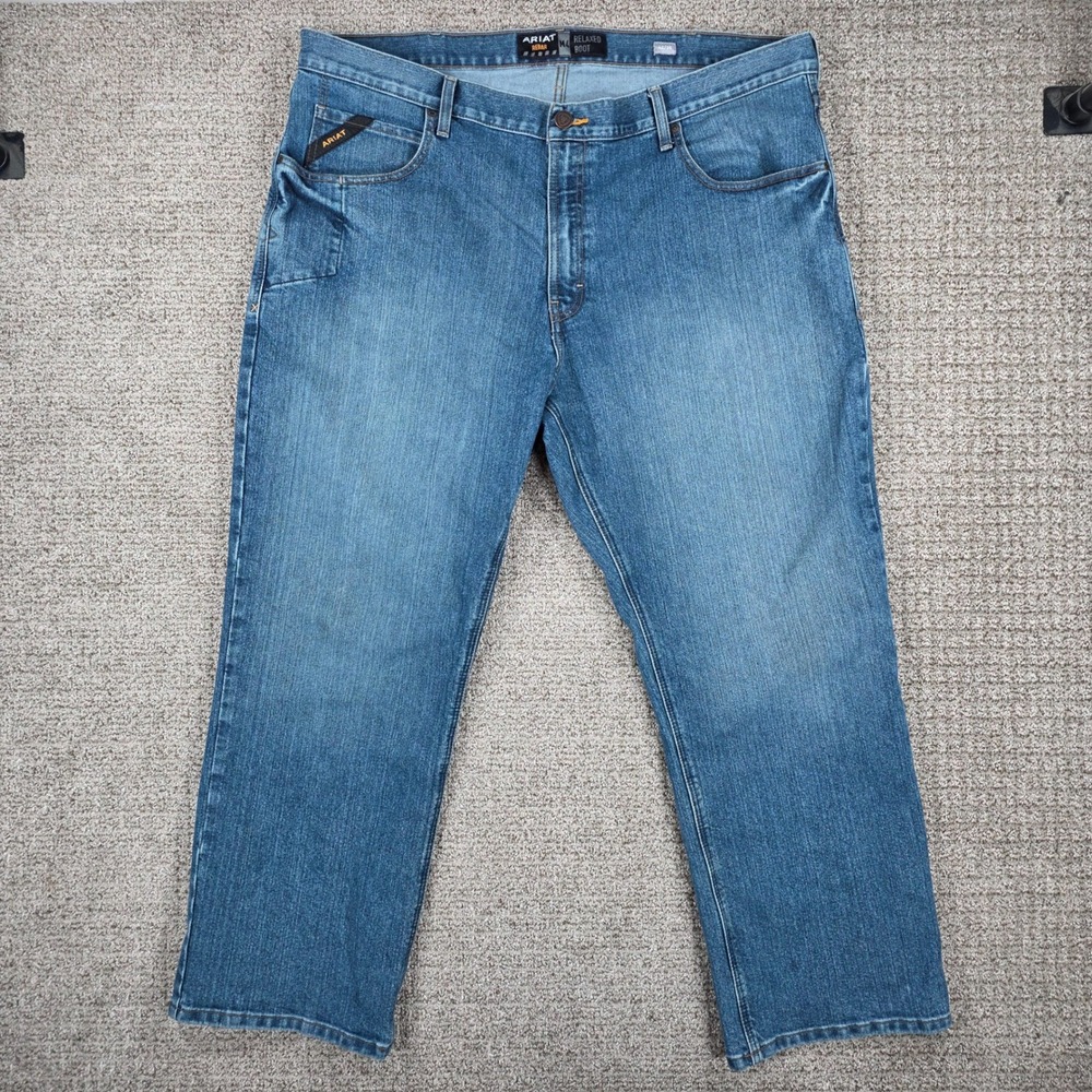 Ariat Rebar M4 Relaxed Boot Cut Jeans Mens 42x30 Blue Denim Workwear Pants‎